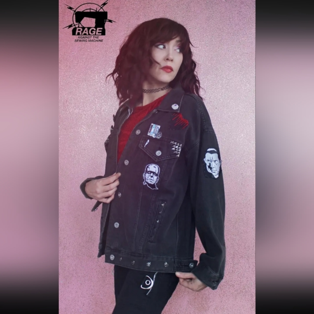 Nosferatu 6- custom RAGE Classic Horror lovers OOAK jacket! STOLEN! - Picture 15 of 16